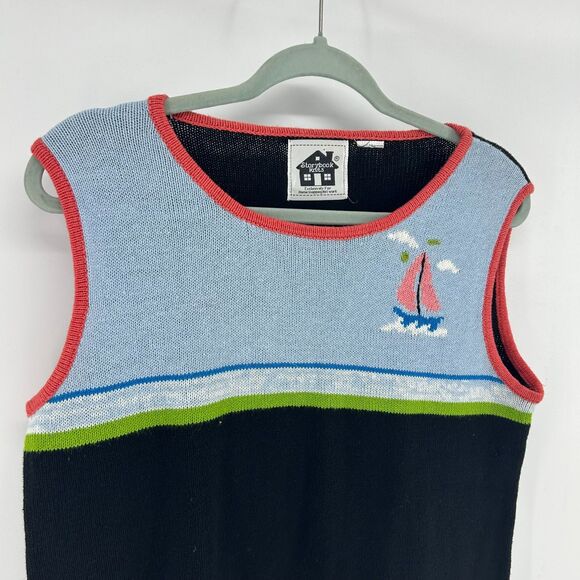 Vintage Storybook Knits Embroidered Sailboat Sweater Vest Women's M Lighthouse - Picture 3 of 10